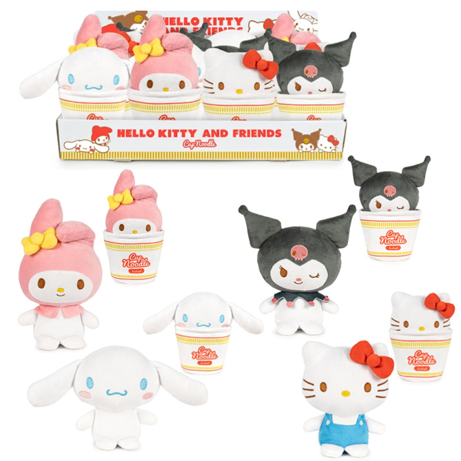 (Mis 3) HELLO KITTY & FRIENDS In Bowl di Noodles Peluche 17cm – 4ass In espo da 12pz…x12…x24